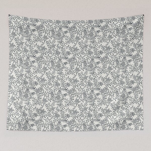 Item preview, Blue and White Modern Paisley Vining Floral Block Print Pattern designed and sold by chrisdembinski.