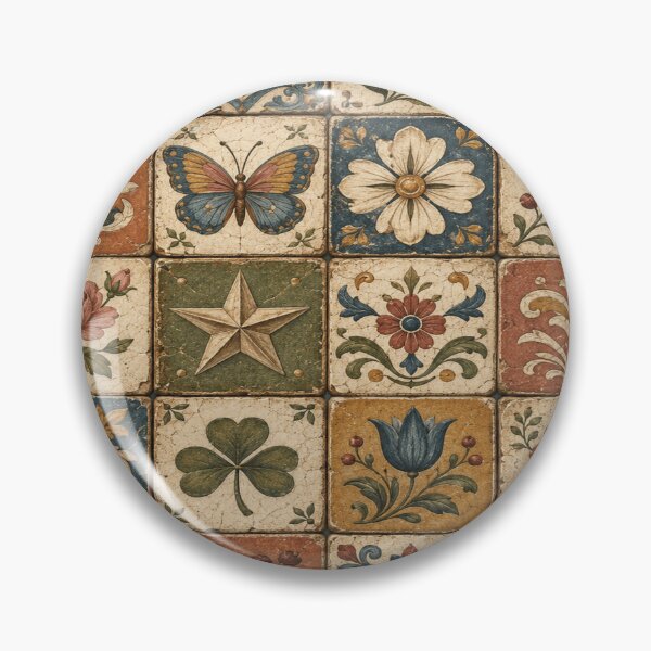 Item preview, Folk Floral Ceramic Patchwork Cottagecore Tile Art Tee designed and sold by POD DYNASTY.