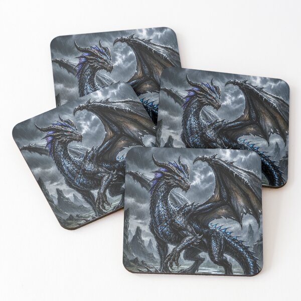 Item preview, Storm Dragon of the Black Tempest | Dark Wyvern Fantasy Art designed and sold by DrakariArt.