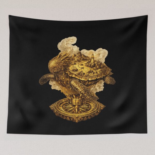 Item preview, Dragon Turtle World — Gold Ancient Fantasy Compass Art designed and sold by ArtoryWorks.