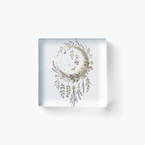 Item preview, Celestial Moon Herbs Botanical Aesthetic Art  Mystical Gift for Her Sticker Print Decor designed and sold by DreamelleStudio.