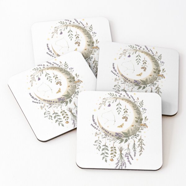 Item preview, Celestial Moon Herbs Botanical Aesthetic Art  Mystical Gift for Her Sticker Print Decor designed and sold by DreamelleStudio.