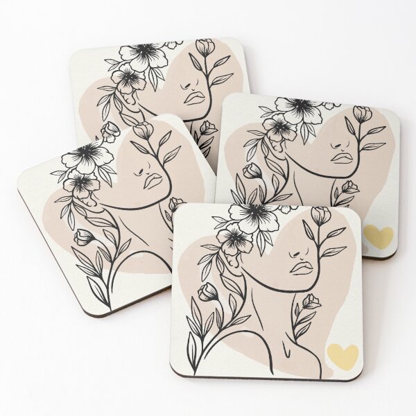 Item preview, Aesthetic Flower Head Woman Line Art - Boho Floral Female Portrait Poster designed and sold by Mora  Lisa.