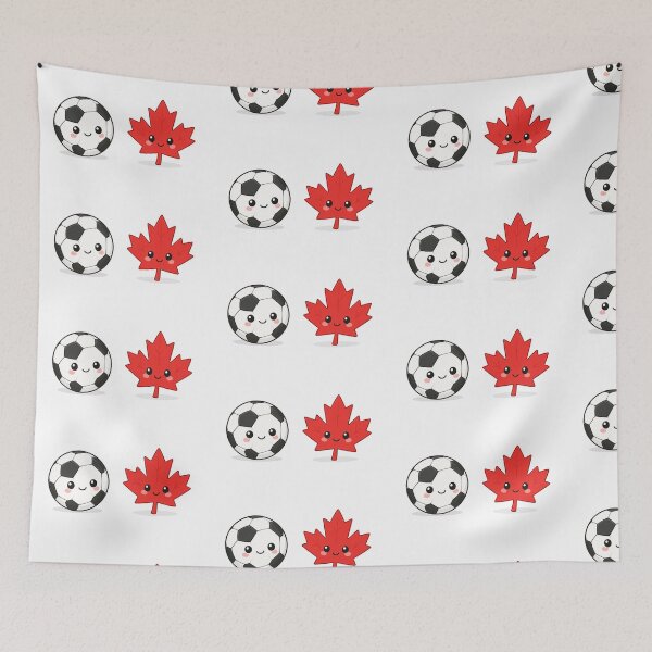 Item preview, draw cute simple illustration of soccer ball and maple leafcute simple designed and sold by PaintMeWorld.