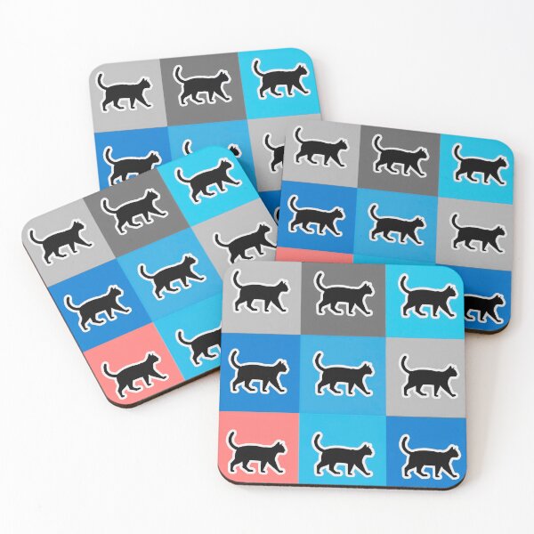 Item preview, Blue patchwork black cats designed and sold by uunaa.