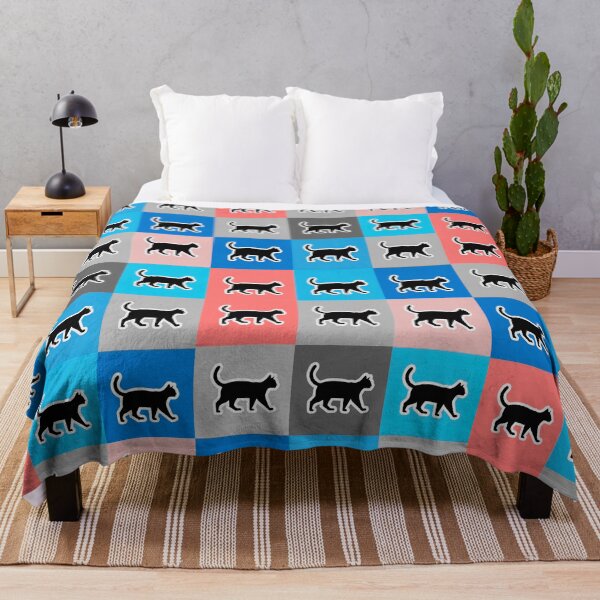 Item preview, Blue patchwork black cats designed and sold by uunaa.