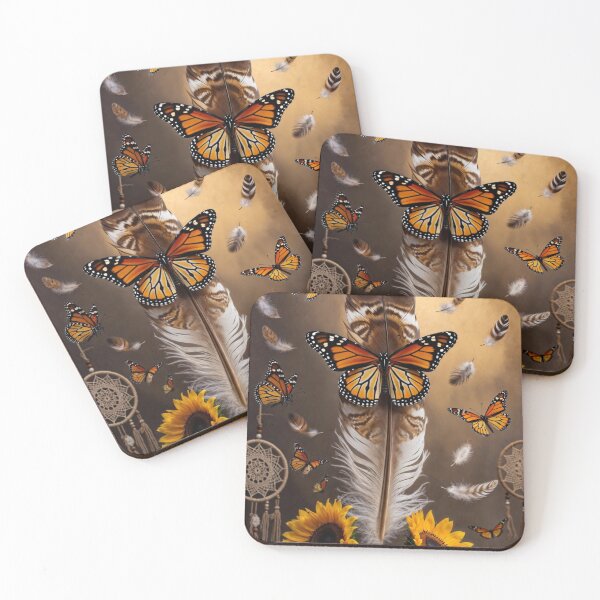 Item preview, Monarch Butterfly Feather Dreamcatcher Art | Sunflower Boho Nature Design designed and sold by GalleryPeak.