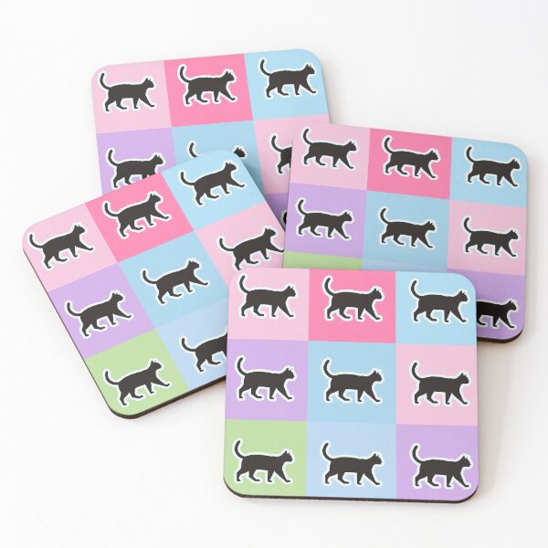 Item preview, Pink patchwork black cats designed and sold by uunaa.