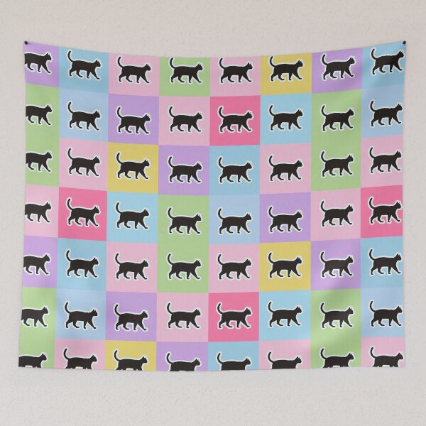 Item preview, Pink patchwork black cats designed and sold by uunaa.