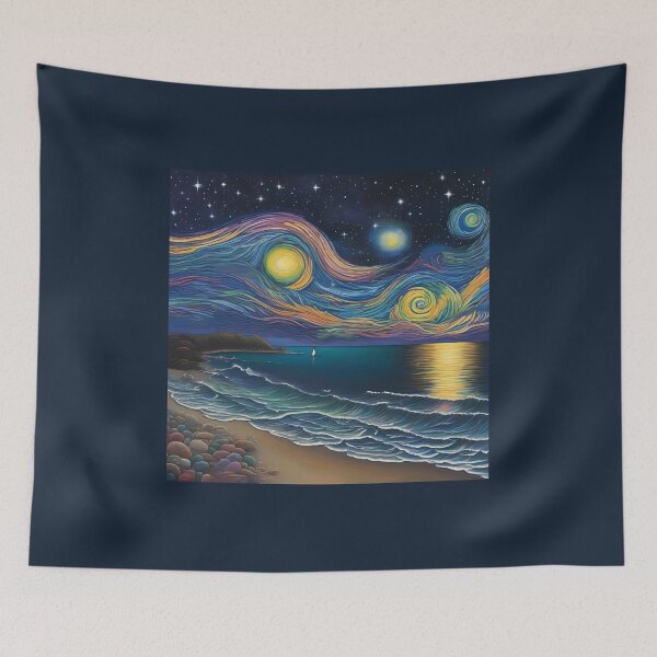 Item preview, Ocean Symphony – Starry Night Impressionist Seascape designed and sold by UmSkelig834.