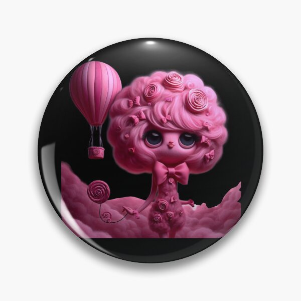 Item preview, Big Eyed Candycore Pink Cloud Girl and Hot Air Balloon designed and sold by LujziWorld.