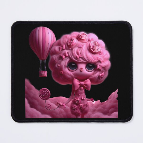 Item preview, Big Eyed Candycore Pink Cloud Girl and Hot Air Balloon designed and sold by LujziWorld.