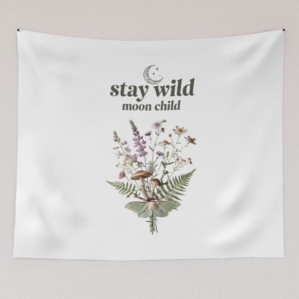 Item preview, Stay Wild Moon Child Cottage Witch Celestial  Gift for Her Women Moth Botanical Shirt designed and sold by DreamelleStudio.