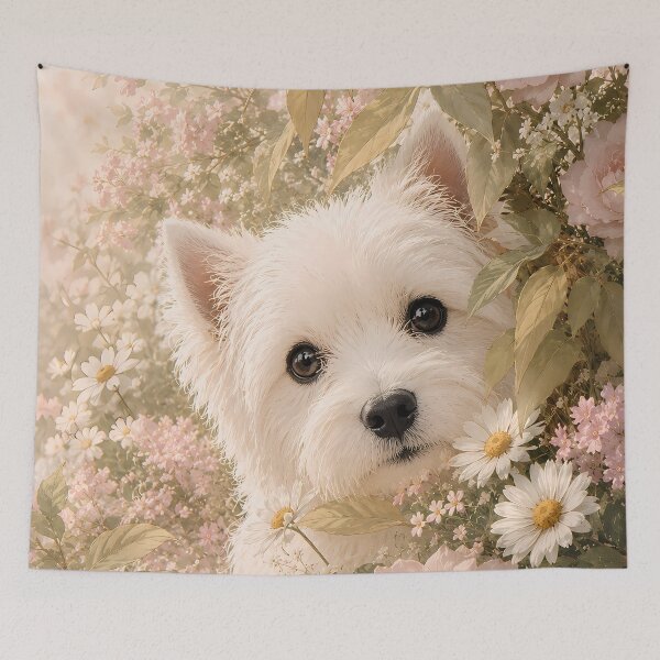 Item preview, Cute West Highland White Terrier Among Roses designed and sold by ManJiangHong.