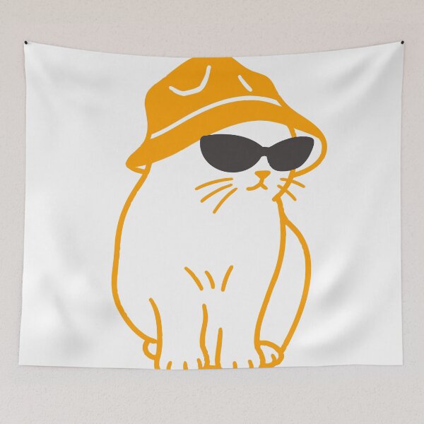 Item preview, bucket hat cat meme designed and sold by QuirkyCritterCo.