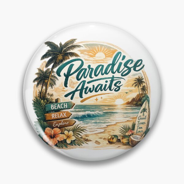 Item preview, Tropical paradise beach vacation designed and sold by Side Quest Co..
