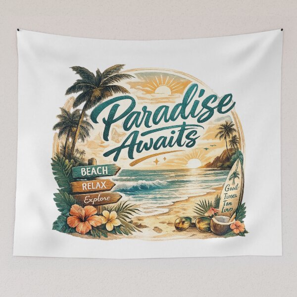 Item preview, Tropical paradise beach vacation designed and sold by Side Quest Co..