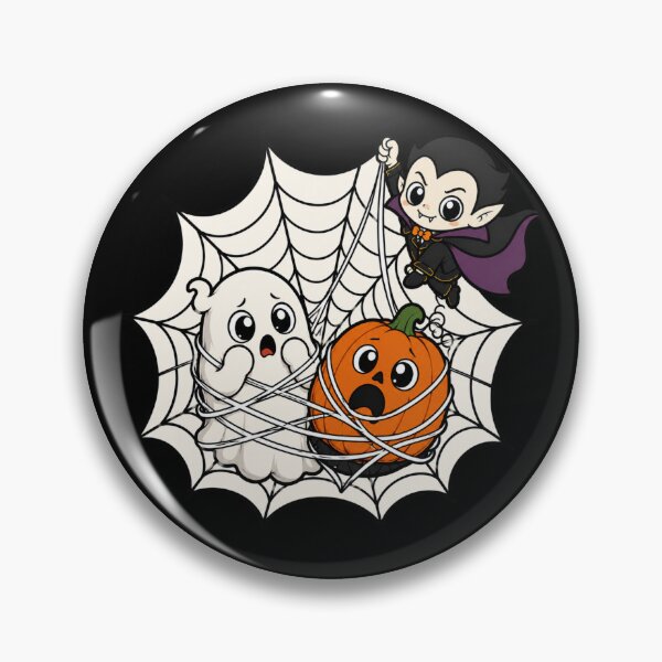 Item preview, Stay Spooky: Cute Vampire, Ghost and Pumpkin in Spider Web Halloween designed and sold by Fangtasia77.