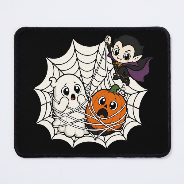 Item preview, Stay Spooky: Cute Vampire, Ghost and Pumpkin in Spider Web Halloween designed and sold by Fangtasia77.