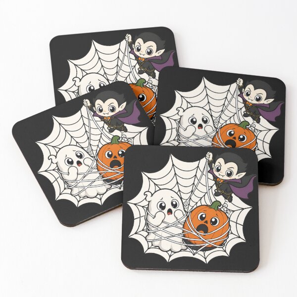 Item preview, Stay Spooky: Cute Vampire, Ghost and Pumpkin in Spider Web Halloween designed and sold by Fangtasia77.