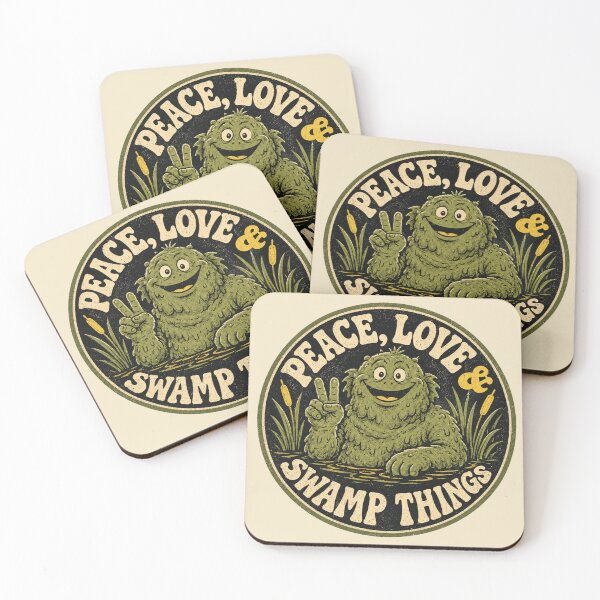 Item preview, Peace Love & Swamp Things Retro Monster Tee designed and sold by POD DYNASTY | Original Print On Demand T-Shirt Graphics.