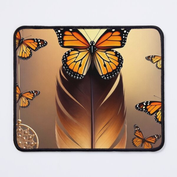 Item preview, Golden Monarch Butterfly Feather Art | Boho Sunflower Dreamcatcher Design designed and sold by GalleryPeak.