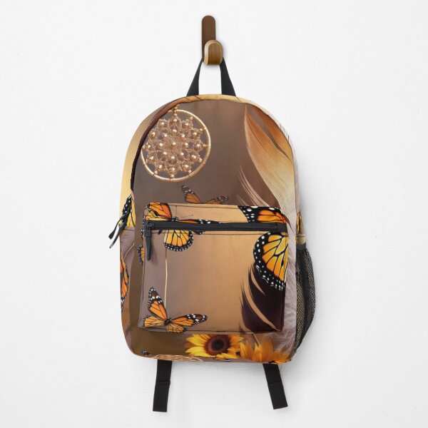 Item preview, Golden Monarch Butterfly Feather Art | Boho Sunflower Dreamcatcher Design designed and sold by GalleryPeak.