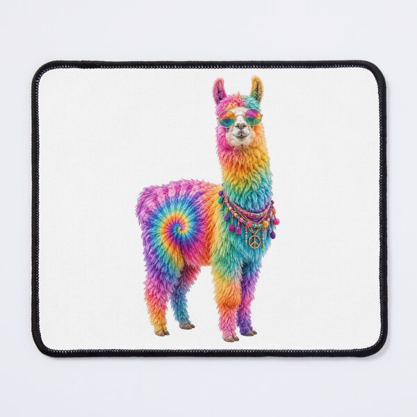 Item preview, Rainbow Tie Dye Llama with Sunglasses designed and sold by jgvisualarts.