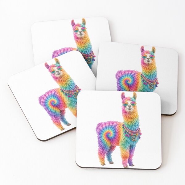 Item preview, Rainbow Tie Dye Llama with Sunglasses designed and sold by jgvisualarts.
