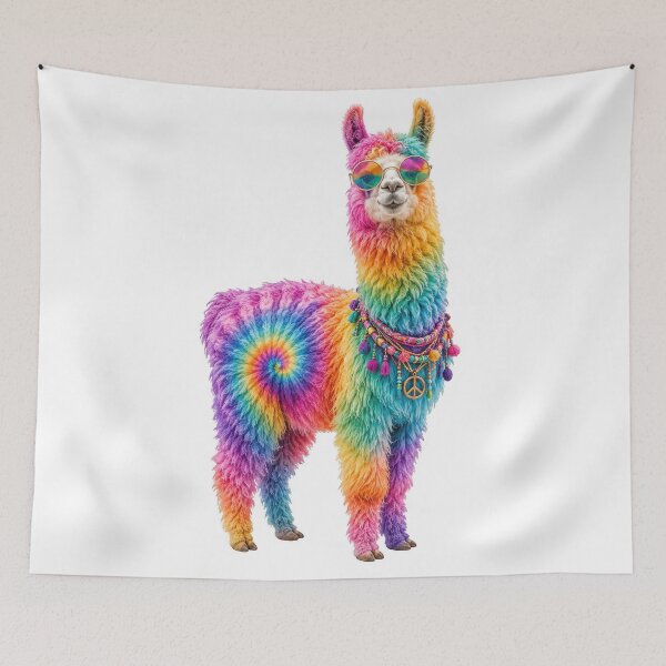 Item preview, Rainbow Tie Dye Llama with Sunglasses designed and sold by jgvisualarts.