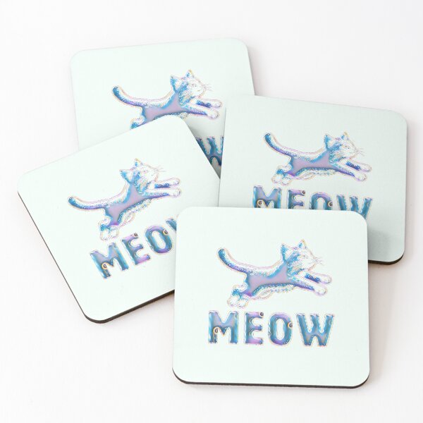 Item preview, Iridescent MEOW Holographic Jumping Cat designed and sold by creativerooney.