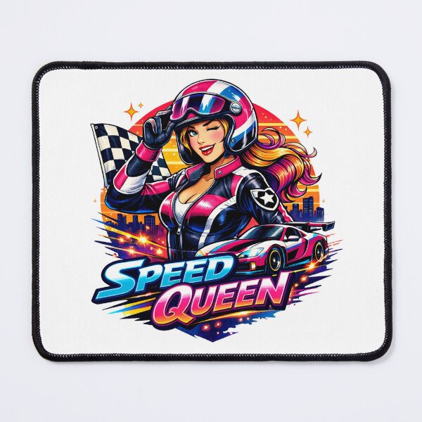 Item preview, Queen of Speed Girl Retro Synthwave Racing designed and sold by JonelleTshirts.