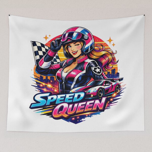 Item preview, Queen of Speed Girl Retro Synthwave Racing designed and sold by JonelleTshirts.