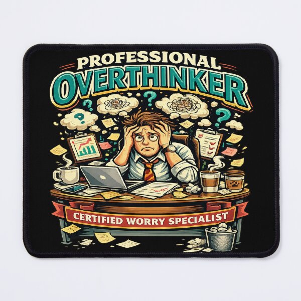 Item preview, Professional Overthinker Funny Anxiety Humor Shirt Certified Worry Specialist Office Stress Retro Vintage Design designed and sold by VexonMAN.