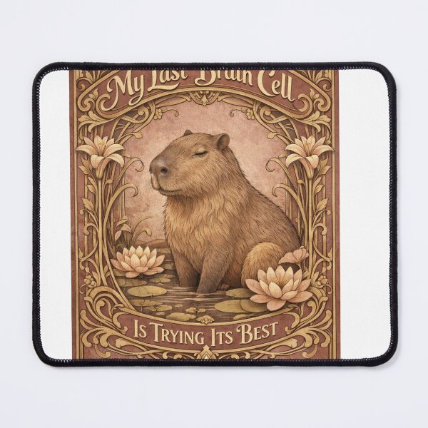 Item preview, My Last Brain Cell Capybara Art Nouveau designed and sold by Print Loft.