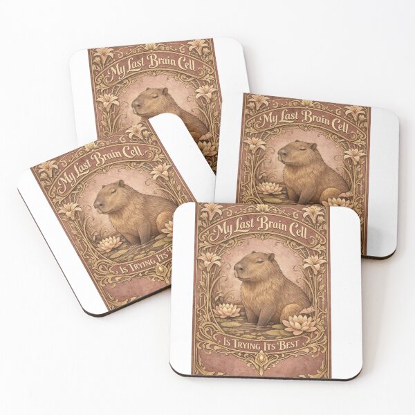 Item preview, My Last Brain Cell Capybara Art Nouveau designed and sold by Print Loft.