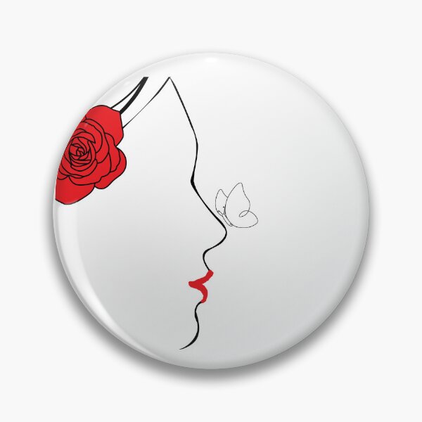 Item preview, Minimalist Woman Face Outline with Rose Flower and Butterfly , Feminine Aesthetic Art designed and sold by missprint57.