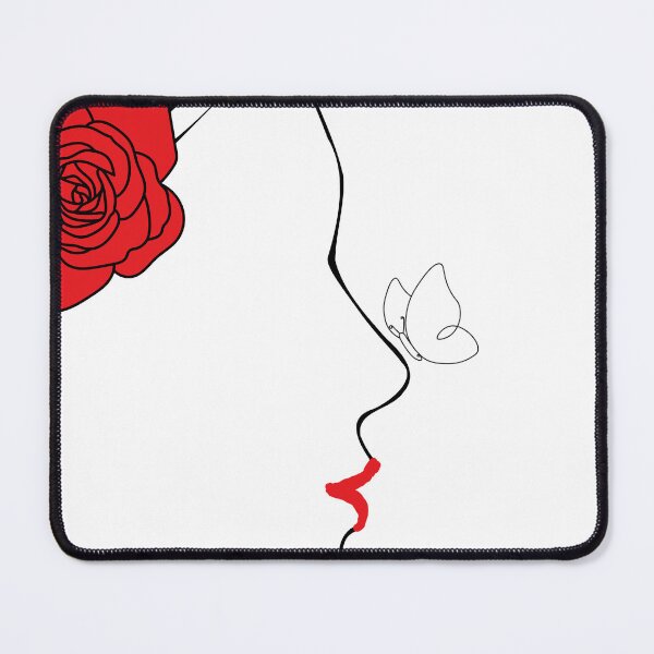 Item preview, Minimalist Woman Face Outline with Rose Flower and Butterfly , Feminine Aesthetic Art designed and sold by missprint57.