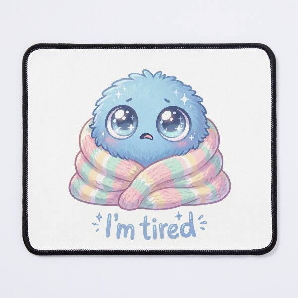 Item preview, Cute Fluffy Blue Monster I'm Tired Pastel Sticker designed and sold by Nunaprettyshop.