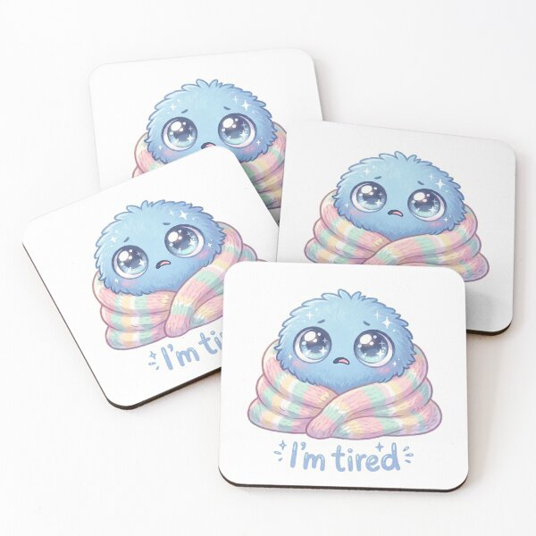 Item preview, Cute Fluffy Blue Monster I'm Tired Pastel Sticker designed and sold by Nunaprettyshop.