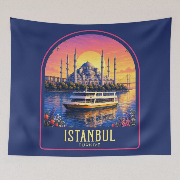 Item preview, Istanbul Vintage Travel Illustration designed and sold by HomeLivingCo.