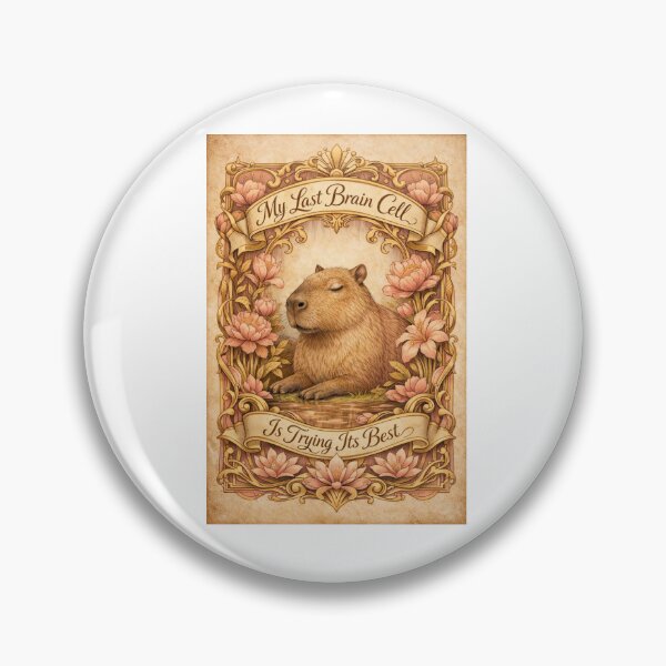 Item preview, My Last Brain Cell Capybara Floral Retro designed and sold by Print Loft.