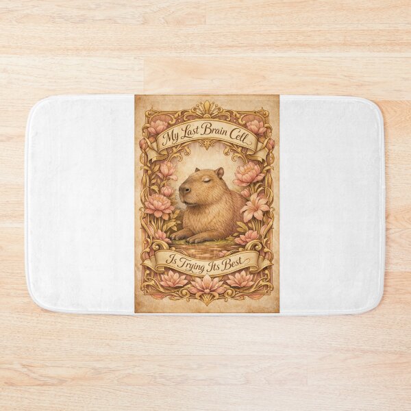 Item preview, My Last Brain Cell Capybara Floral Retro designed and sold by Print Loft.