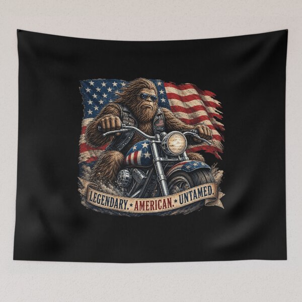 Item preview, Rebel Bigfoot Motorcycle Patriotic Vintage Biker Art designed and sold by NovaNookStudio.