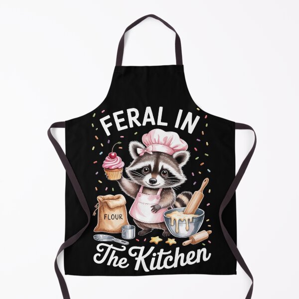 Item preview, Feral in The Kitchen Funny Raccoon Baking designed and sold by jkrphoto.