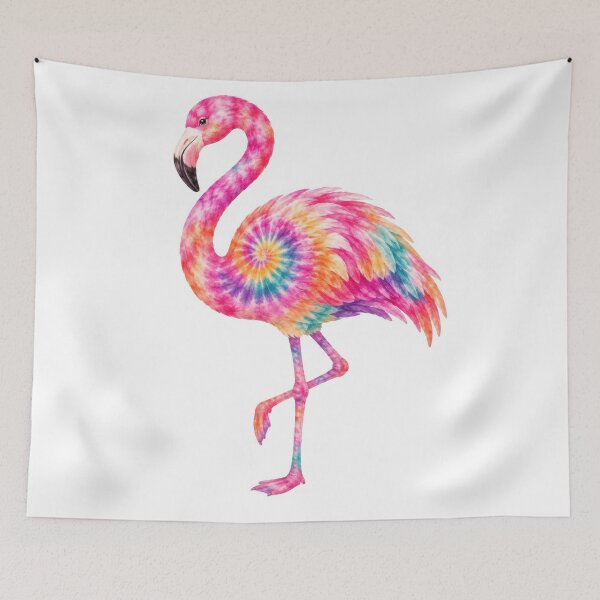 Item preview, Tie Dye Rainbow Flamingo Art designed and sold by jgvisualarts.