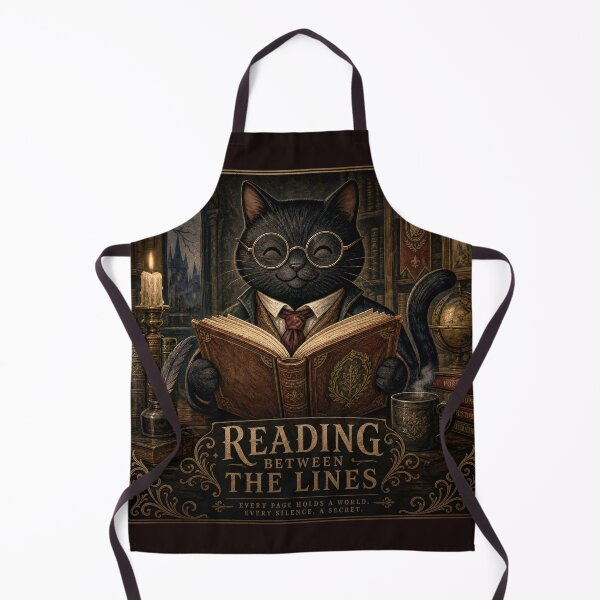 Item preview, Reading Between the Lines – Dark Academia Cat designed and sold by GraphicComet.