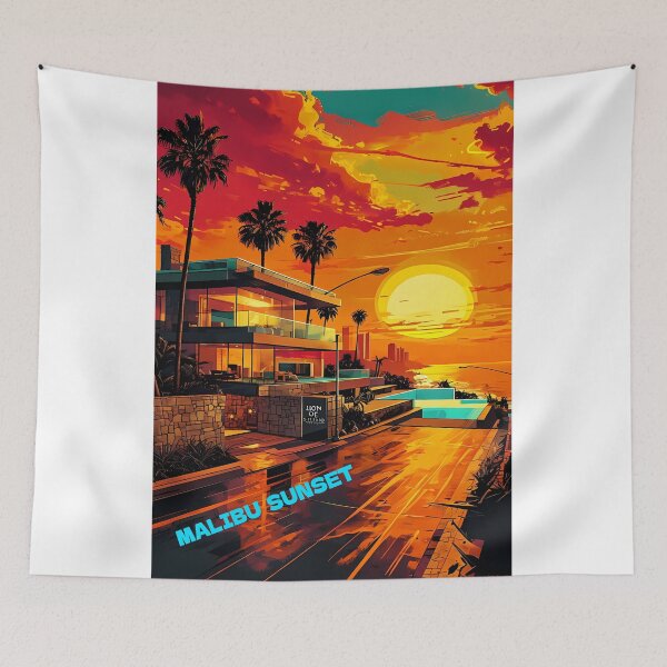 Item preview, Malibu Sunset - Modern Luxury Architecture Art designed and sold by Modern Nest Art.
