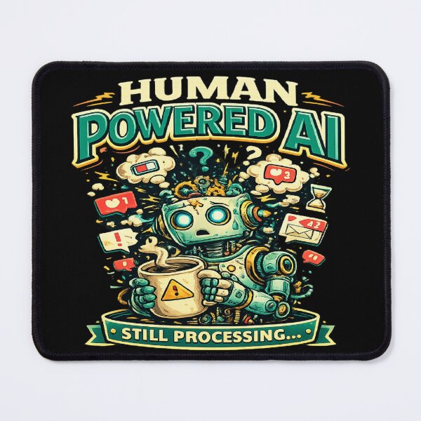 Item preview, Human Powered AI Still Processing Funny Artificial Intelligence Coffee Robot Retro Tech Humor Design designed and sold by VexonMAN.