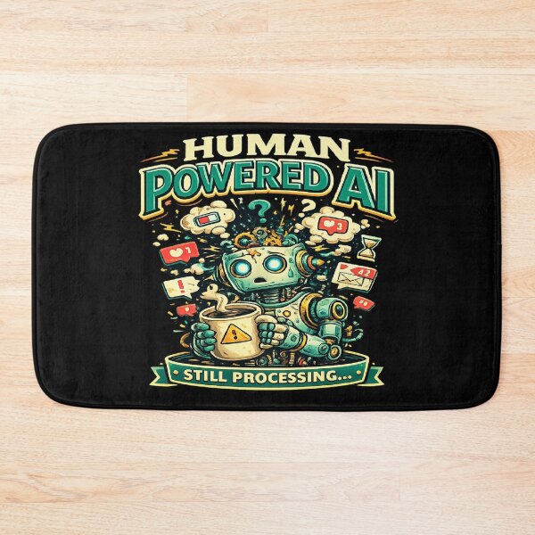Item preview, Human Powered AI Still Processing Funny Artificial Intelligence Coffee Robot Retro Tech Humor Design designed and sold by VexonMAN.